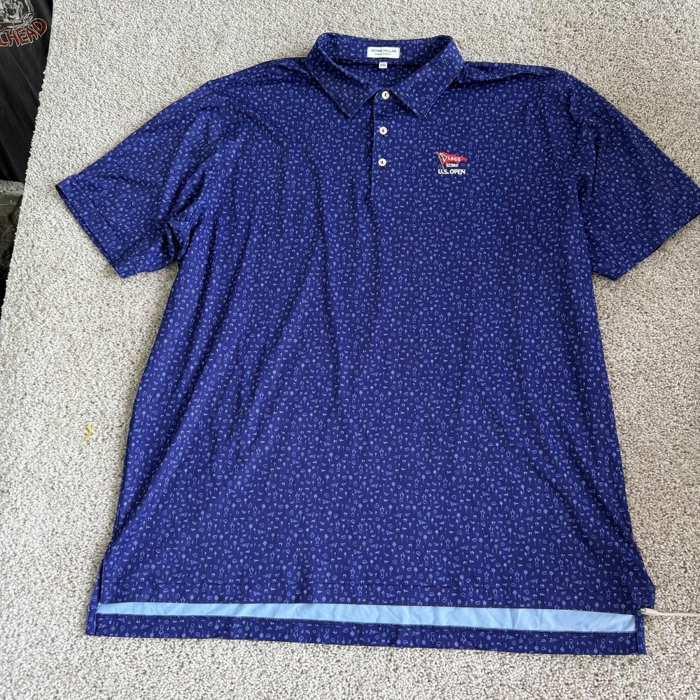 US Open LACC 123rd Shirt Mens 2XL Blue Golf Peter Millar Polo Summer Comfort